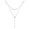 New Gabriel & Co. 14K White Gold Layered Curved Bar and Diamond Drop Y Necklace