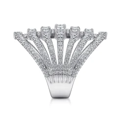 Best Gabriel & Co. 18K White Gold Layered Diamond Fan Wide Band Ring