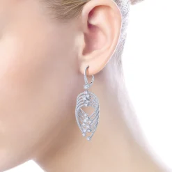 Online Gabriel & Co. 18K White Gold Layered Teardrop Diamond Drop Earrings