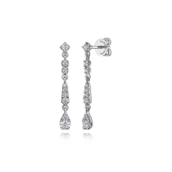 Outlet Gabriel & Co. 14K White Gold Linear Diamond Drop Stud Earrings