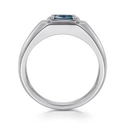 Discount Gabriel & Co. 14K White Gold London Blue Topaz Mens Ring