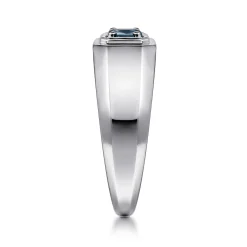 Discount Gabriel & Co. 14K White Gold London Blue Topaz Mens Ring