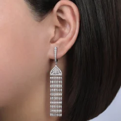 Clearance Gabriel & Co. 18K White Gold Long Diamond Chandelier Earrings
