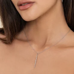 Online Gabriel & Co. 14K White Gold Long Diamond Drop Bar Necklace