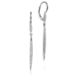 Clearance Gabriel & Co. 14K White Gold Long Tapered Diamond Drop Earrings