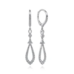 Discount Gabriel & Co. 14K White Gold Long Teardrop Diamond Drop Earrings