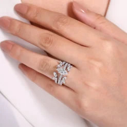 Gabriel & Co. 14K White Gold Marquise and Round Diamond Ring Enhancer - 1 ct