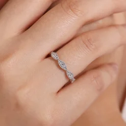Clearance Gabriel & Co. 14K White Gold Marquise Diamond Cluster Stackable Ring