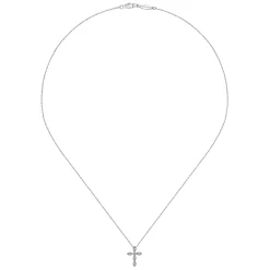 Discount Gabriel & Co. 14K White Gold Marquise Shaped Diamond Cross Necklace