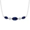 Best Gabriel & Co. 14K White Gold Marquise Shape Sapphire and Bezel Set Diamond Bar Necklace