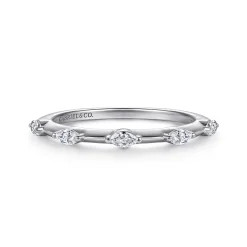 Best Gabriel & Co. 14K White Gold Marquise Station Diamond Anniversary Band - 0.21 ct