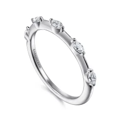 Best Gabriel & Co. 14K White Gold Marquise Station Diamond Anniversary Band - 0.21 ct