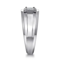 New Gabriel & Co. 14K White Gold Mens Engagement Ring in High Polish Finish