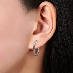 Gabriel & Co. 14K White Gold Micro Pave 15mm Round Inside Out Diamond Hoop Earrings