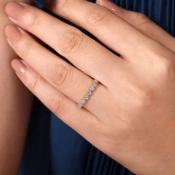 Clearance Gabriel & Co. 14K White Gold Milgrain Bezel Diamond Stackable Ring