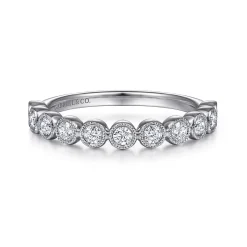 Clearance Gabriel & Co. 14K White Gold Milgrain Bezel Diamond Stackable Ring