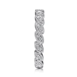 Clearance Gabriel & Co. 14K White Gold Millgrained Marquise Stackable Diamond Ring