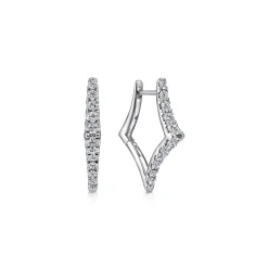 Hot Gabriel & Co. 14K White Gold 20mm Classic Diamond Hoop Earrings