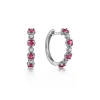 Hot Gabriel & Co. 14K White Gold 15mm Diamond and Ruby Huggie Earrings