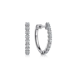Hot Gabriel & Co. 14K White Gold 20mm Diamond Hoop Earrings