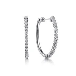 Gabriel & Co. 14K White Gold 30mm Diamond Hoop Earrings