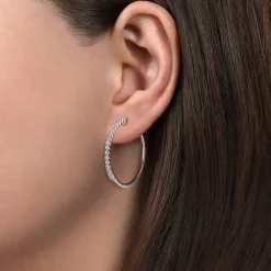 Sale Gabriel & Co. 14K White Gold 30mm Diamond Hoop Earrings