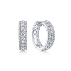 Clearance Gabriel & Co. 14K White Gold 20mm Diamond Huggie Earrings
