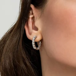 New Gabriel & Co. 14K White Gold 20mm Diamond Inside Out Hoop Earrings
