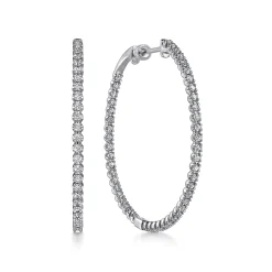 Discount Gabriel & Co. 14K White Gold 40mm Diamond Inside Out Hoop Earrings
