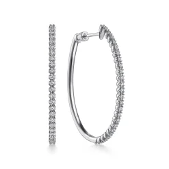 New Gabriel & Co. 14K White Gold 40mm Diamond Oval Hoop Earrings