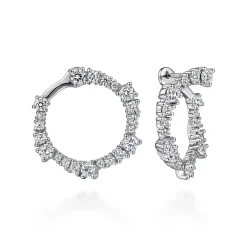Best Gabriel & Co. 18K White Gold 23mm Diamond Pinwheel Bypass Hoop Earrings