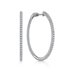 Clearance Gabriel & Co. 14K White Gold 40mm Inside Out Diamond Hoop Earrings