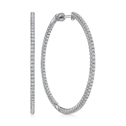 Outlet Gabriel & Co. 14K White Gold 50mm Inside Out Diamond Hoop Earrings
