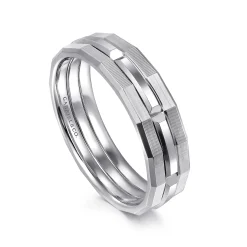 Hot Gabriel & Co. 14K White Gold 6mm Men's Ring Brush Finish in Satin Finish