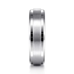 Best Gabriel & Co. 14K White Gold 6mm - Men's Wedding Band in Horizontal Brush Finish