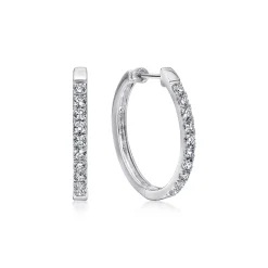 Online Gabriel & Co. 14K White Gold 25mm Round Diamond Classic Hoop Earrings