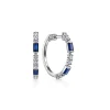 New Gabriel & Co. 14K White Gold 20mm Sapphire and Diamond Classic Hoop Earrings