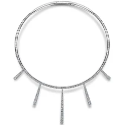 Best Gabriel & Co. 18K White Gold Multi Diamond Bar Station Necklace
