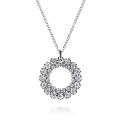 Clearance Gabriel & Co. 14K White Gold Multi Diamond Circle Pendant Necklace