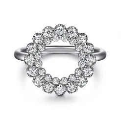 New Gabriel & Co. 14K White Gold Multi Diamond Circle Fashion Ring