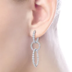 Discount Gabriel & Co. 18K White Gold Multi Link Diamond Drop Huggies