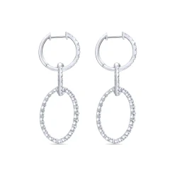 Discount Gabriel & Co. 18K White Gold Multi Link Diamond Drop Huggies