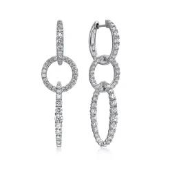 Discount Gabriel & Co. 18K White Gold Multi Link Diamond Drop Huggies