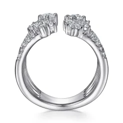 New Gabriel & Co. 18K White Gold Multi Row Diamond Statement Ring