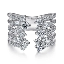 New Gabriel & Co. 18K White Gold Multi Row Diamond Statement Ring