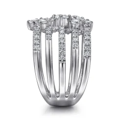 New Gabriel & Co. 18K White Gold Multi Row Diamond Statement Ring
