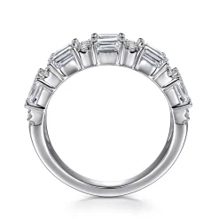 New Gabriel & Co. 14K White Gold Multi Row Diamond Classic Ring
