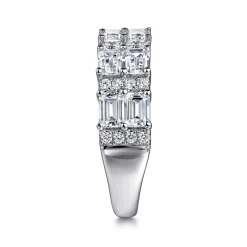 New Gabriel & Co. 14K White Gold Multi Row Diamond Classic Ring