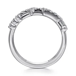 Gabriel & Co. 14K White Gold Multi Row Diamond Station Ring