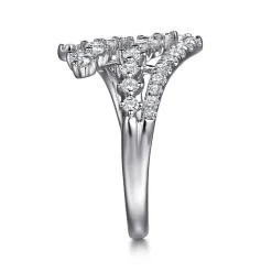 Discount Gabriel & Co. 14K White Gold Multi Row Graduating Diamond Bypass Ring